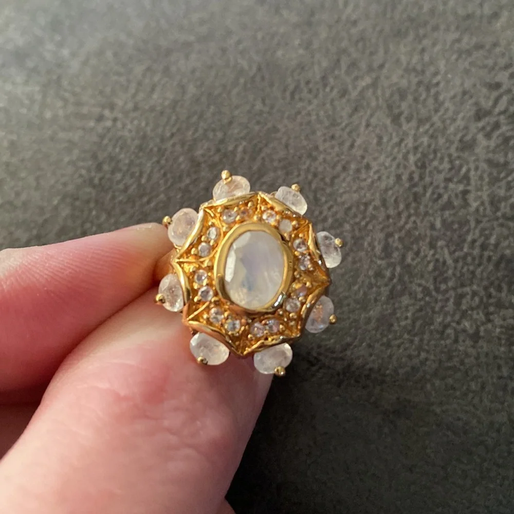 Beautiful .925 Vermeil MULTI Rainbow Moonstone - Picture 2 of 5